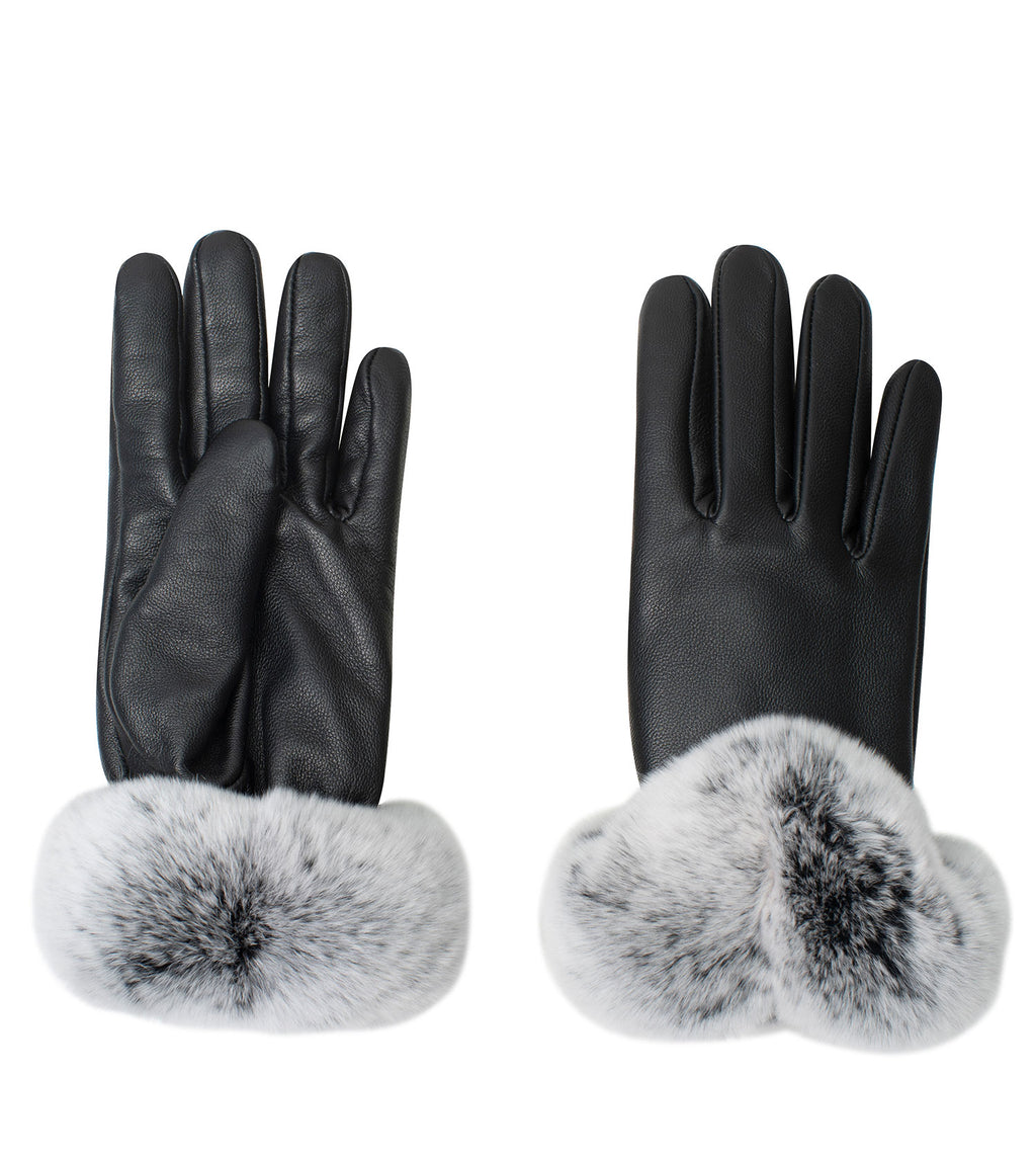 Leather Fluffy Gloves