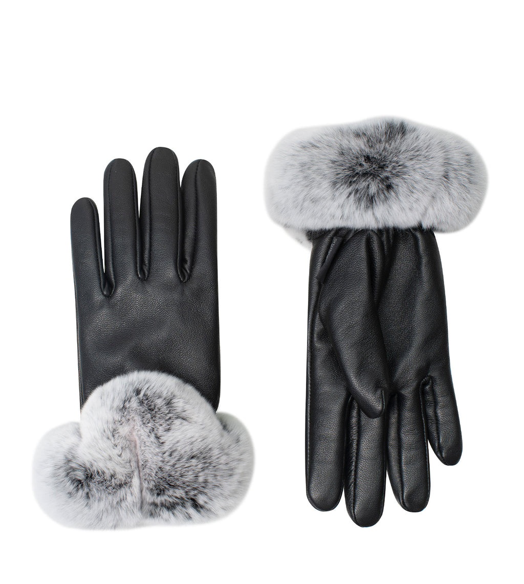 Leather Fluffy Gloves