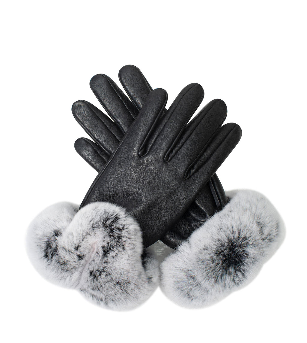 Leather Fluffy Gloves