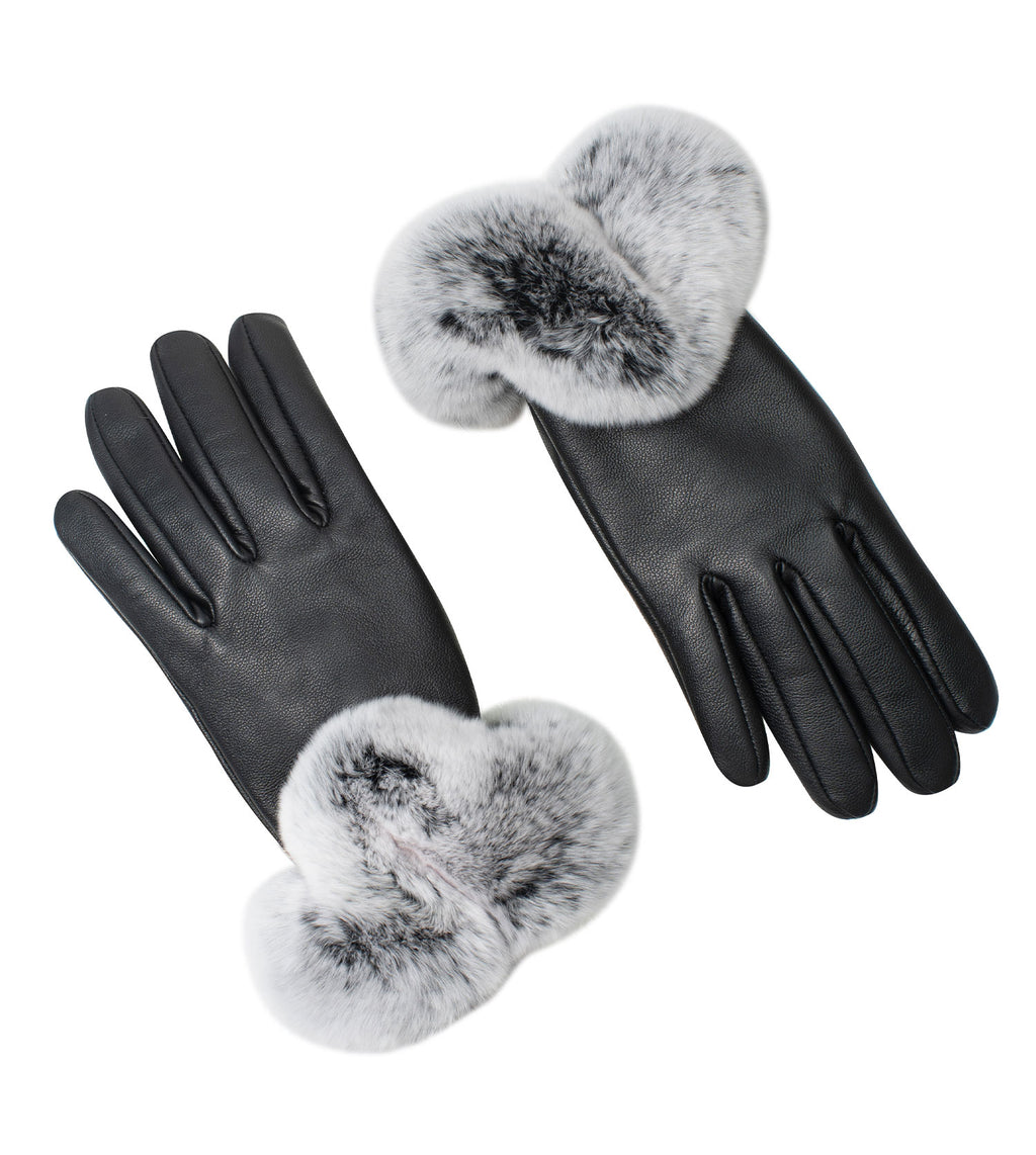 Leather Fluffy Gloves