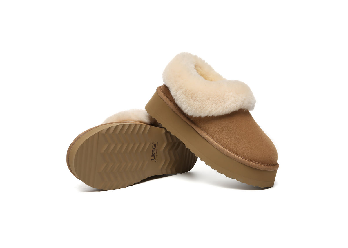 SALE. Fluffy Collar Platform Slippers