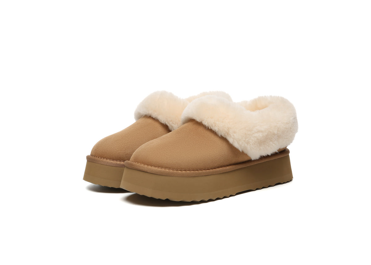 SALE. Fluffy Collar Platform Slippers