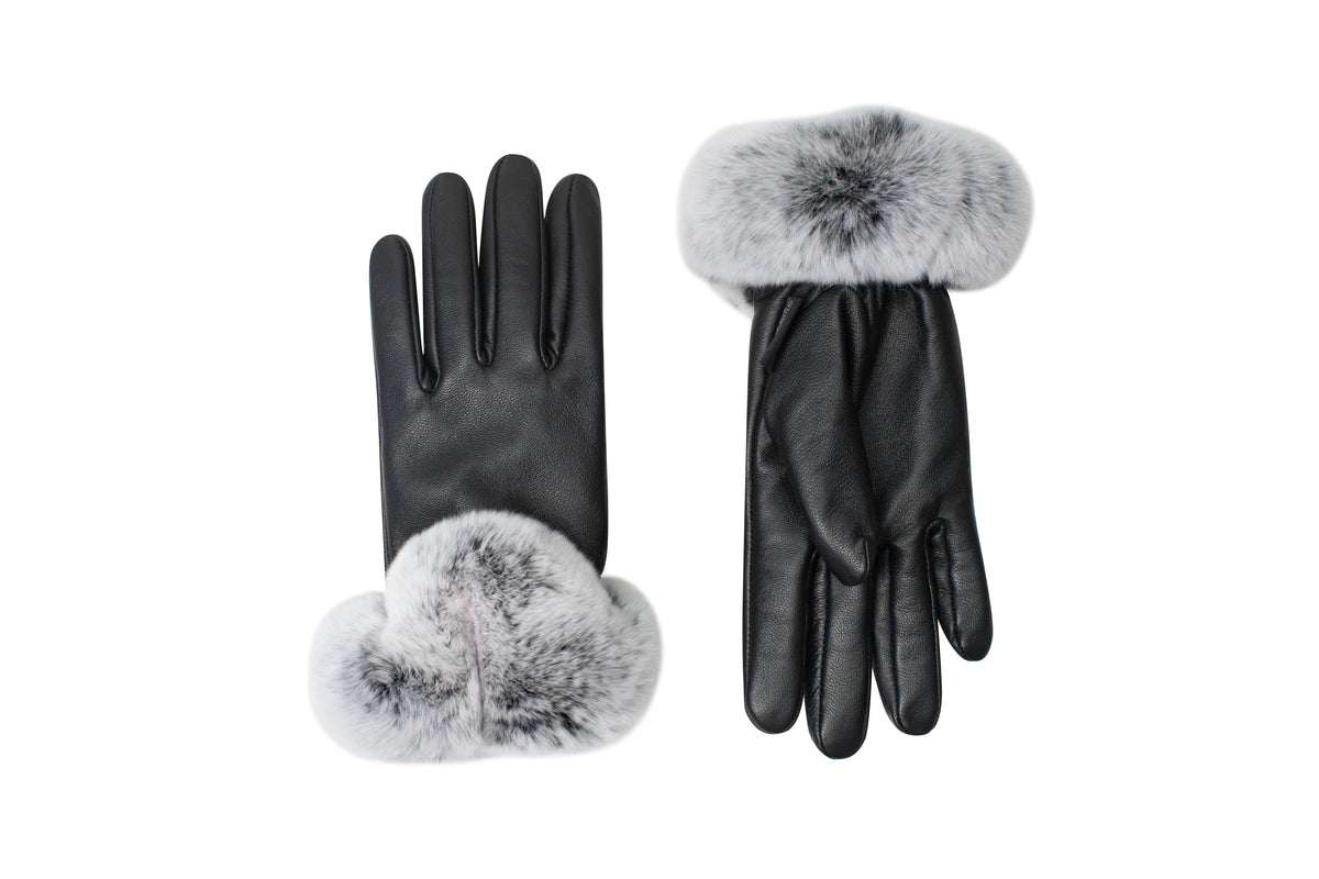 Leather Fluffy Gloves