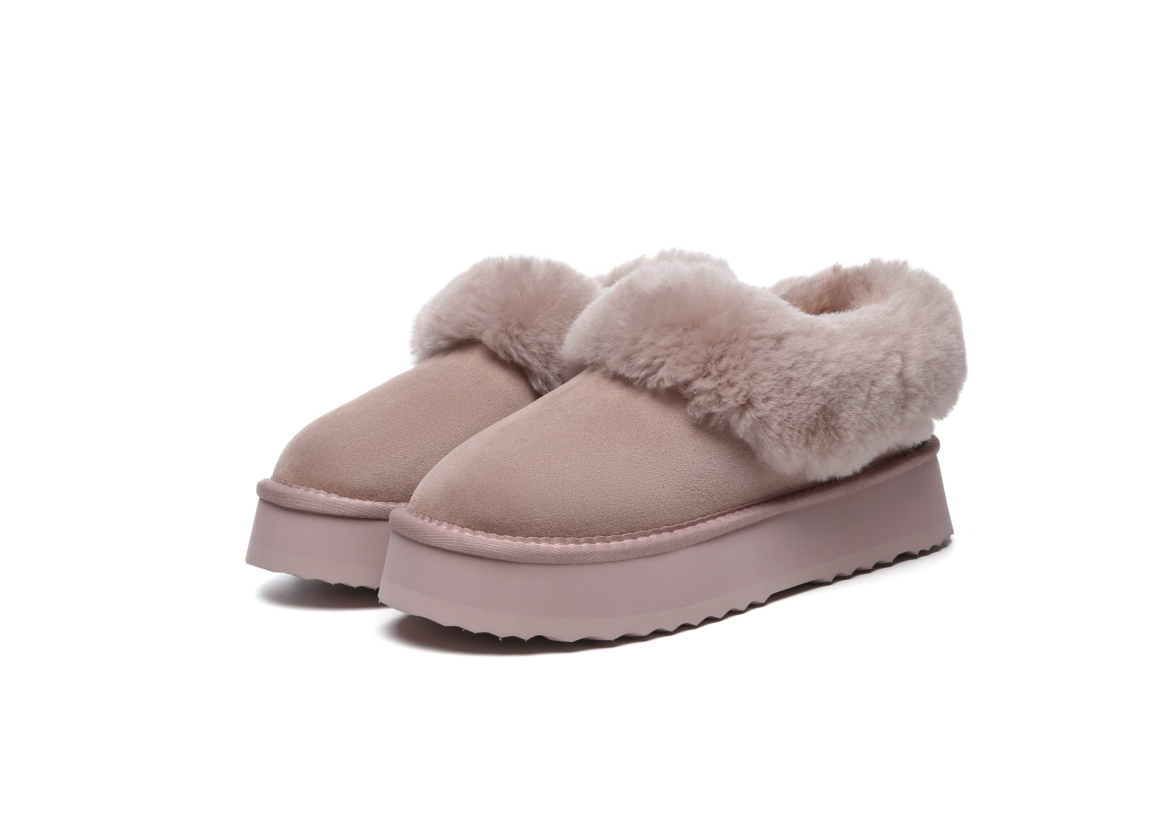 SALE. Fluffy Collar Platform Slippers