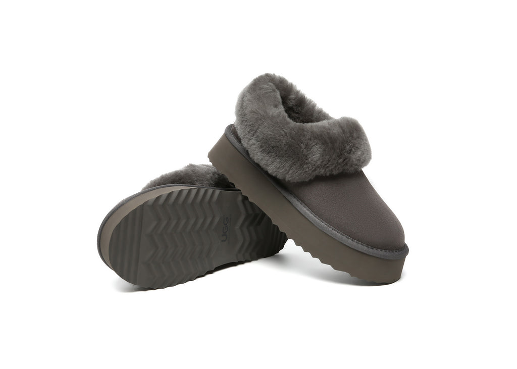 SALE. Fluffy Collar Platform Slippers
