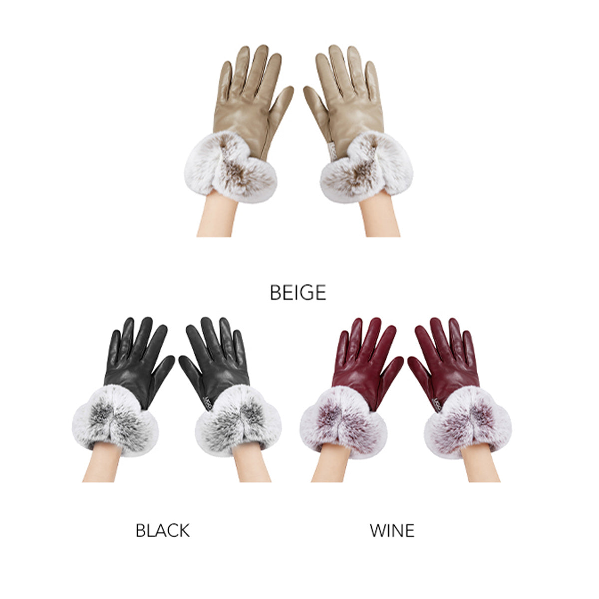 Leather Fluffy Gloves