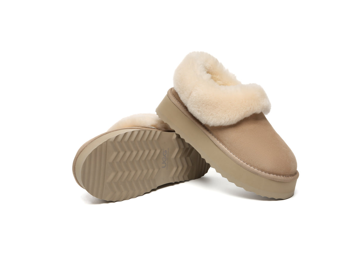 SALE. Fluffy Collar Platform Slippers