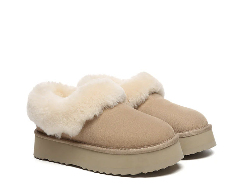 SALE. Fluffy Collar Platform Slippers